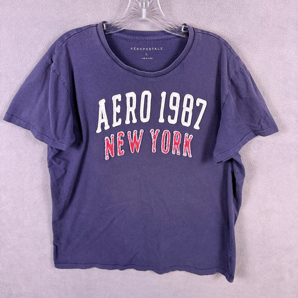 Y2K Aeropostale T-Shirt Mens L Aero 1987 New York Graphic Tee Single Stitch
